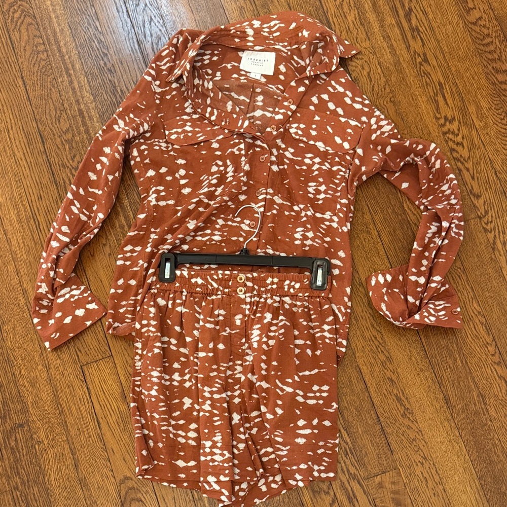 The Shirt and shorts by Rochelle Behrens in Rust and White